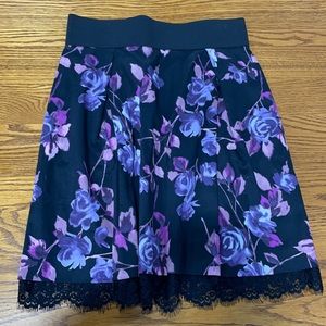 Elle black & purple floral skirt